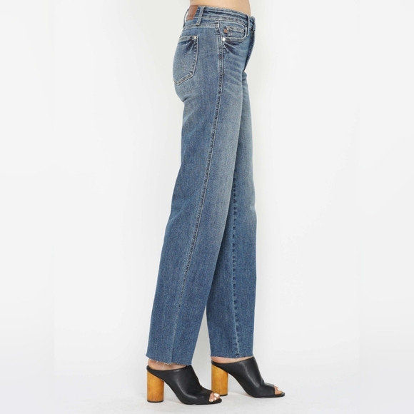 Judy Blue Tummy Control Jeans Mid-Rise Slim Fit Waist Straight Leg Denim Pants - Picture 3 of 11